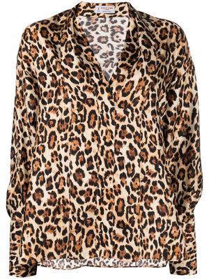 Alberto Biani leopard-print satin shirt - Brown