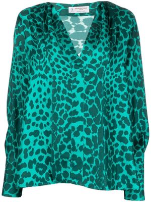 Alberto Biani leopard-print silk blouse - Green