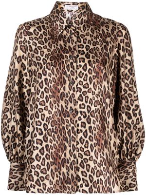 Alberto Biani leopard-print silk shirt - Brown