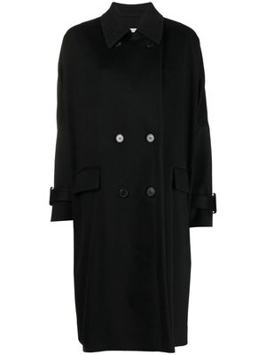Alberto Biani notched-collar double-breasted coat - Black