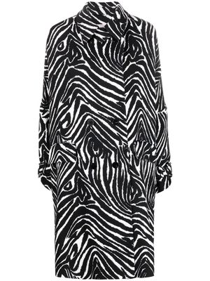 Alberto Biani oversized zebra-print double-breasted coat - Black
