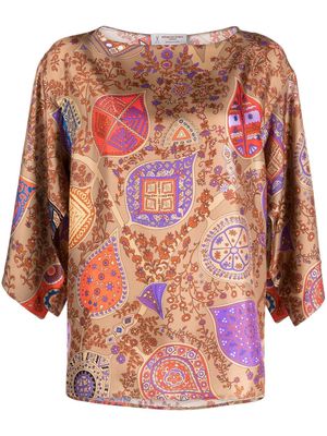 Alberto Biani printed silk blouse - Brown
