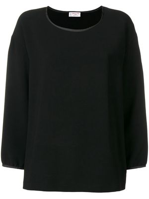 Alberto Biani satin trim crepe blouse - Black