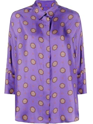 Alberto Biani silk abstract-pattern blouse - Purple