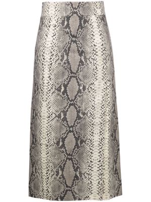 Alberto Biani snakeskin-print high-waist midi skirt - Neutrals