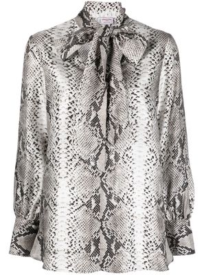 Alberto Biani snakeskin-print silk blouse - Black
