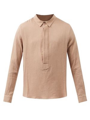 Albus Lumen - Fidera Half-button Cotton-muslin Shirt - Mens - Beige