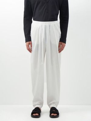 Albus Lumen - Fisherman Pleated Cotton-canvas Trousers - Mens - Cream
