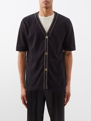Albus Lumen - Short-sleeved Cotton Cardigan - Mens - Black