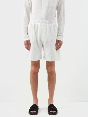 Albus Lumen - Slubbed Cotton-gauze Shorts - Mens - White