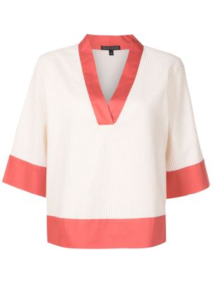 Alcaçuz contrasting-trim V-neck blouse - Neutrals