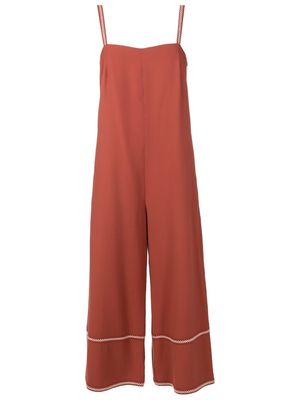 Alcaçuz contrasting-trim wide-leg jumpsuit - Brown