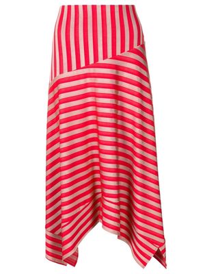 Alcaçuz striped asymmetrical midi skirt - Red