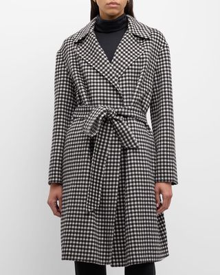 Alcade Check-Print Wool Wrap Coat