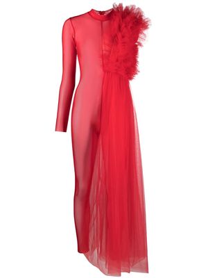 Alchemy asymmetric tulle jumpsuit - Red