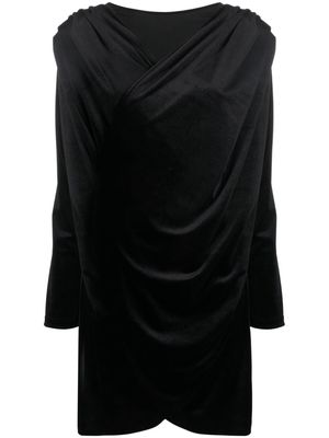 Alchemy draped long-sleeve short dress - Black