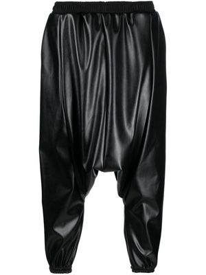 Alchemy drop-crotch faux-leather trousers - Black