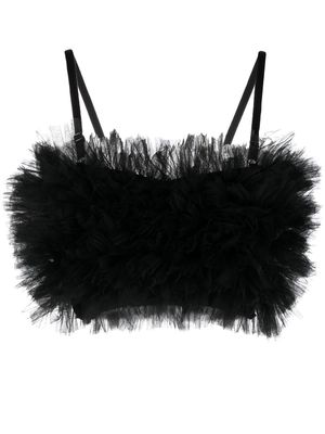 Alchemy ruffled tulle cropped top - Black