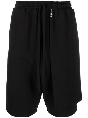 Alchemy stretch-cotton asymmetric track shorts - Black