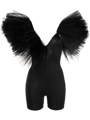 Alchemy tulle ruffle-detail playsuit - Black