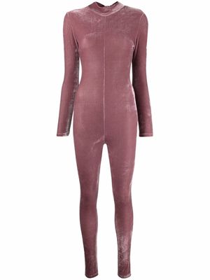 Alchemy x Lia Aram long-sleeved velvet jumpsuit - Pink