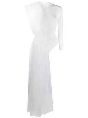 Alchemy x Lia Aram ruffled tulle bodysuit - White
