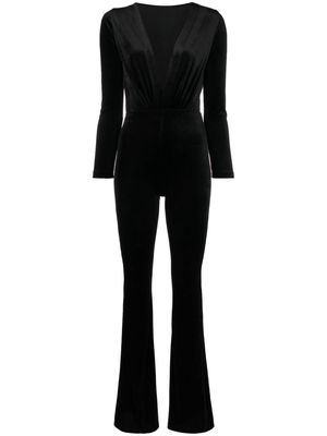 Alchemy x Lia Aram V-neck velvet jumpsuit - Black
