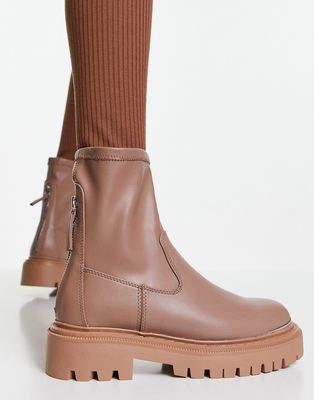 ALDO Alima chunky sock boots in beige stretch-Neutral