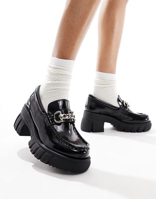Aldo Bigwalk chunky heeled loafers in black leather
