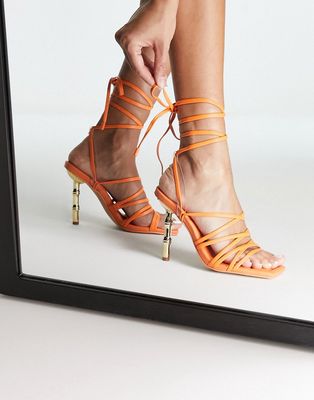 ALDO Bodisse heeled sandal with bamboo detail in orange