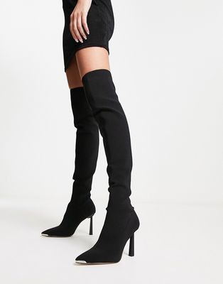 ALDO Crulla over-the-knee boots in black stretch knit