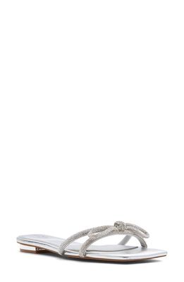 ALDO Glimmera Crystal Bow Slide Sandal in Silver