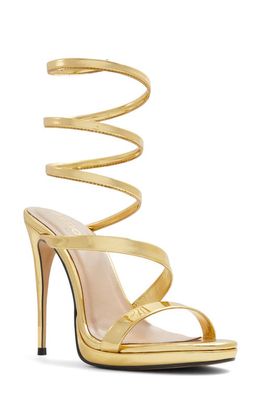 ALDO Katswirl Ankle Wrap Platform Sandal in Gold