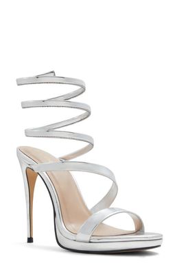 ALDO Katswirl Ankle Wrap Platform Sandal in Silver