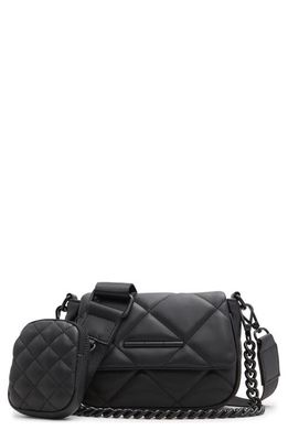 ALDO Mininoriee Quilted Faux Leather Crossbody Bag in Black/Black