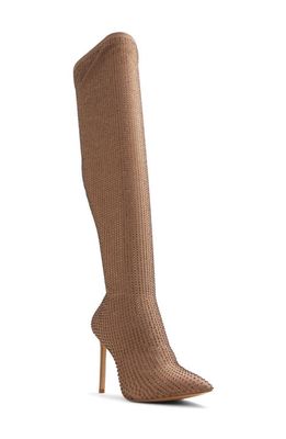 ALDO Nassia Embellished Pointed Toe Over the Knee Boot in Bronze