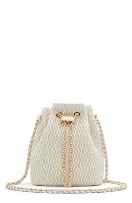 ALDO Natalya Quilted Faux Leather Bucket Bag in Bone