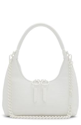 ALDO Yvanax Croc Embossed Faux Leather Top Handle Bag in White