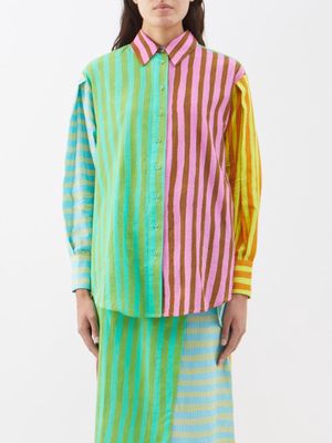 Ale mais - Bobbie Striped Organic Cotton-seersucker Shirt - Womens - Multi