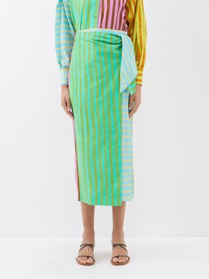 Ale mais - Bobbie Striped Organic Cotton-seersucker Skirt - Womens - Multi