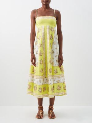 Ale mais - Catalina Floral-print Cotton-blend Voile Dress - Womens - Yellow Print