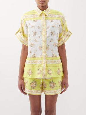 Ale mais - Catalina Floral-print Cotton-blend Voile Shirt - Womens - Yellow Print