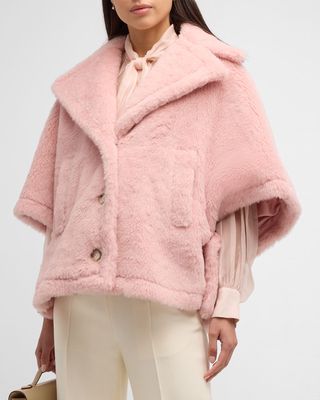 Aleggio Pink Teddy Wool-Blend Cape