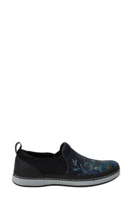 Alegria by PG Lite Alchemie Slip-On Sneaker in Black Bouquet Fabric 