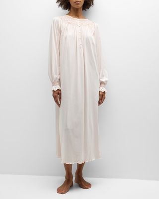 Alejandra Smocked Pima Cotton Midi Nightgown