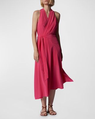 Alejandra Twist-Back Halter Midi Wrap Dress