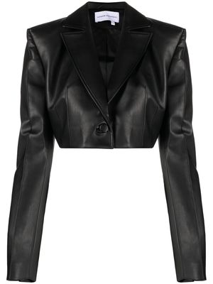 Aleksandre Akhalkatsishvili cropped faux-leather blazer - Black