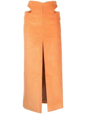 Aleksandre Akhalkatsishvili cut-out corduroy skirt - Orange