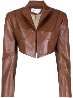 Aleksandre Akhalkatsishvili faux-leather cropped jacket - Brown