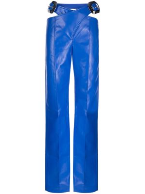 Aleksandre Akhalkatsishvili faux-leather high-waist trousers - Blue